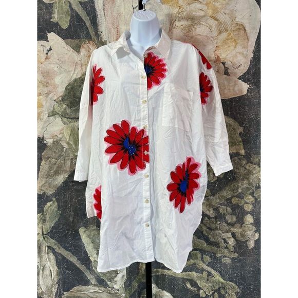 New Anthropologie X Maeve Embroidered Floral Blouse Size Xs/S - Picture 9 of 13